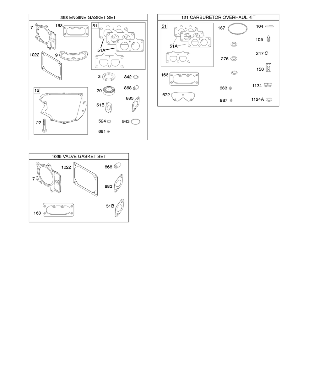 Engine/Valve Gasket Set, Carburetor Overhaul Kit Diagram and Parts List for 44R677-0003-G1 400000 - 699999 Briggs and Stratton Engine